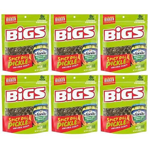 Supply Syndicate BIGS Vlasic Spicy Dill Pickle Flavored Sunflower Seeds (Pack of 6) 5.35 Oz - In Snack Mass Packaging