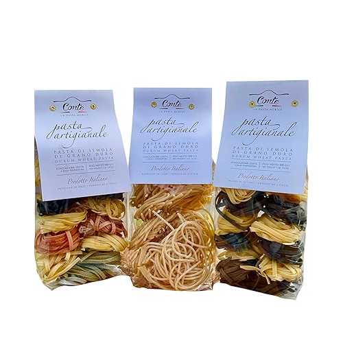 Fortuna\u0027s Conte Tagliatelle - PICI Bundle Pasta, Imported from Italy, 500g - Artisanal \u0026 High Protein Italian Durum Wheat Pasta, Low Ash Content \u0026 Golden Yellow Grain Color, Static Drying, Impurity-Free Water