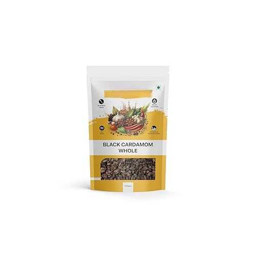 Generic Whole Spices Black Cardamom Moti Kali Elaichi - Ideal for Cooking and Baking, Aromatic Indian Spice -100 gm