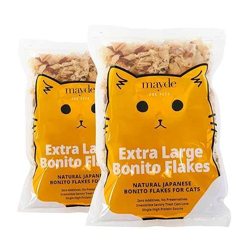 Mayde Bonito Flakes for Cats \u0026 Dogs, All-Natural High-Protein Treats, Extra Large 4薬局衡オンス Bag, 2-Pack