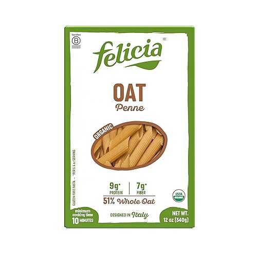 Felicia Gluten Free Pasta, Oat Penne, Organic Multigrain Noodles, Good Source of Fiber, Designed インチ Italy, Plant Based, Non GMO, 12 Oz, 6 Boxes