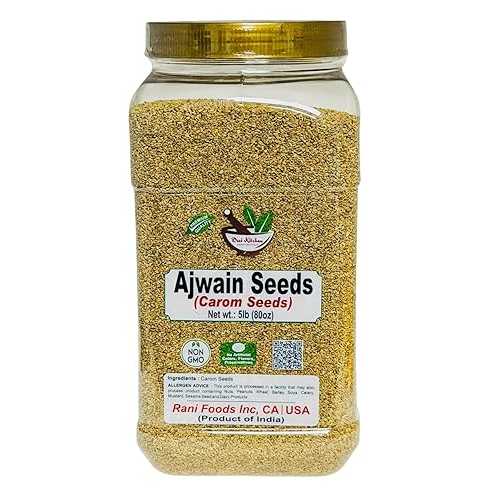 DESI KITCHEN AUTHENTIC INDIAN PRODUCTS Desi Kitchen Ajwain Seeds (Carom Seeds) 5重量ポンド (80薬局衡オンス) / Premium Quality Whole Ajwain / Non-GMO, No Preservatives / Product of India / Rani Foods Inc