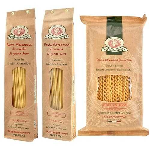 Rustichella d Abruzzo Italian Long Pasta Variety 3-Pack Bucatini, Spaghetti \u0026 Fusilli col Buco 3 x 17.6 薬局衡オンス (500g) Artisan Durum Wheat Semolina Pasta from Abruzzo, Italy Bronze-Die Cut Long Pasta Set