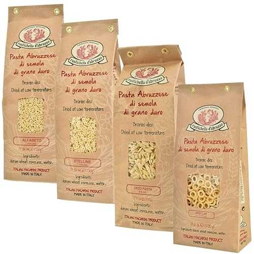 Rustichella d Abruzzo Small Pasta Variety Pack Stelline, Alfabeto, Anellini \u0026 Orzo 4 x 17.6 薬局衡オンス (500g) Italian Pastina Set Durum Wheat Semolina Pasta from Italy