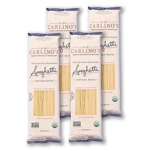 Carlino\u0027s Market Carlino\u0027s Dried Spaghetti / Organic Durum Wheat Semolina / Bronze Die Cut / Air Dried / Non-GMO, USDA Organic, Made インチ Italy, 17.6 Oz (Pack of 4)