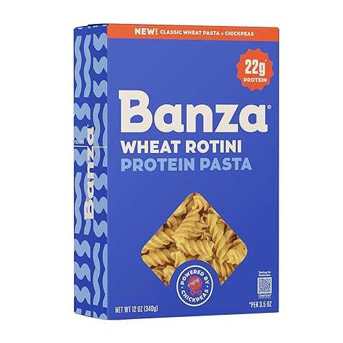 Banza Wheat Protein Penne Pasta 22g Protein per Serving, High Protein, No-Compromises Taste \u0026 Texture, Powered by Chickpeas, 6 Pack (Rotini)