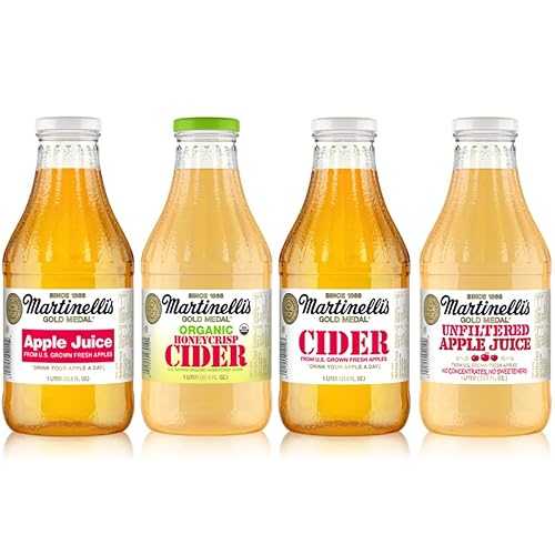 Martinelli s Apple Juice \u0026 Cider Variety Pack (4 Pack, 33.8 薬局衡オンス Bottles) Apple Juice, Unfiltered AppleJuice, Sparkling Cider, Organic Honeycrisp Cdr Non-GMO, Premium Glass Bottles