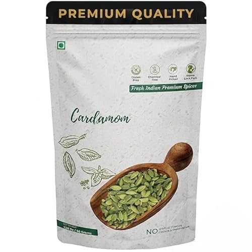 Generic Whole Green Cardamom (Elaichi) - 8MM BOLD Size / Large Size / Aromatic Green Pods, Non-GMO - Perfect for Culinary \u0026 Aromatic Uses,50gm.