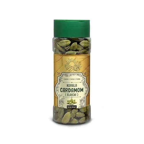 Generic Whole Green Cardamom 50g / Premium Kerala Elaichi Pods Bold Size 7-8粍 / 100% Natural Non-GMO No Additives / Aromatic Spice for Tea Biryani Cooking Baking Desserts