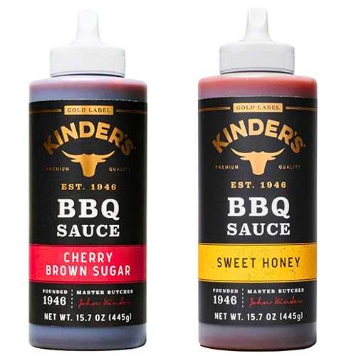 Generic Kinder BBQ Sauce Variety Pack, Cherry Brown Sugar \u0026 Sweet Honey BBQ Sauce, Gluten Free Barbecue Sauce, No High Fructose Corn Syrup, Wing Sauce \u0026 Grilling Sauce, 15.7 Oz Bottles (Pack of 2)