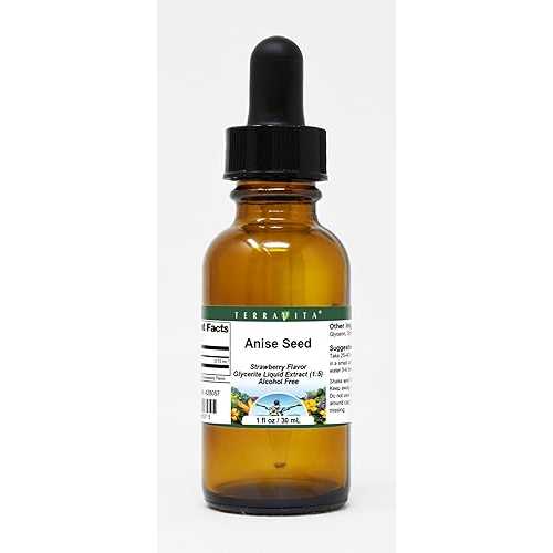Terravita Anise Seed - Glycerite Liquid Extract (1:5) - Strawberry Flavored (1 fl 薬局衡オンス, ZIN: 428057) - 2 Pack