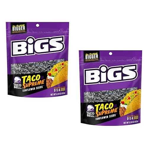 Smiling Sweets Taco Bell Flavored Sunflower Seeds, Taco Supreme, Tasty Snack for Anytime and Anywhere, Perfect for Sporting Events and Roadtrips (Pack of 2)
