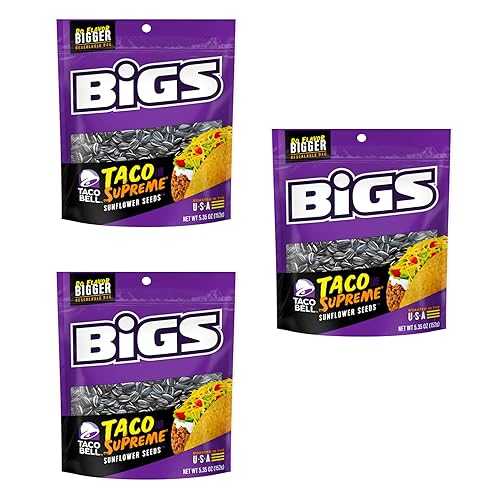 Smiling Sweets Taco Bell Flavored Sunflower Seeds, Taco Supreme, Tasty Snack for Anytime and Anywhere, Perfect for Sporting Events and Roadtrips (Pack of 3)