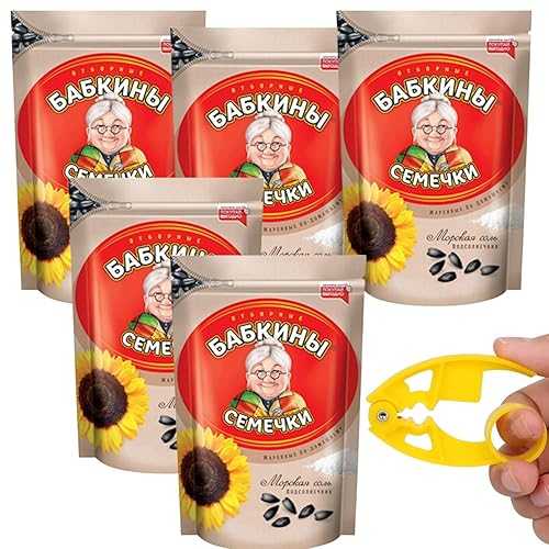 Babkin\u0027s Seeds Babkini Semechki Salt Sunflower Seeds- Roasted Sunflower Seeds with Crunchy Texture \u0026 Rich Nutty Flavor- Seed Packed with Protein \u0026 Fiber for a Healthy Snack- Resealable Zip Lock for Freshness- 5 Pack