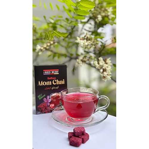 Generic RED RUBY Atom Chai Tea, 150g, Natural Saffron Blend with Hibiscus and Pomegranate, Caffeine-Free