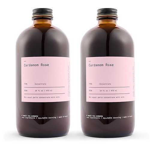 Dona Cardamom Rose Tea Concentrate, Small-Batch, Single-Origin Spices, Hot or Iced Chai, 16 Fl Ounce Bottles (Pack of 2) (Standard, 32, Fl Oz)