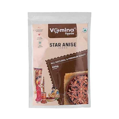 VEMINA Star Anise Seeds 500g, Premium Whole Chakri Phool, Strong Aroma \u0026 Natural Flavor, Spice for Cooking, Baking, Tea \u0026 Ayurveda