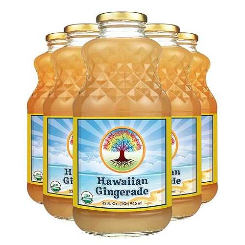 Big Island Organics Hawaiian Gingerade Made with 100% USDA Organic Ginger Juice \u0026 Lemon Juice 32 薬局衡オンス (5pk)