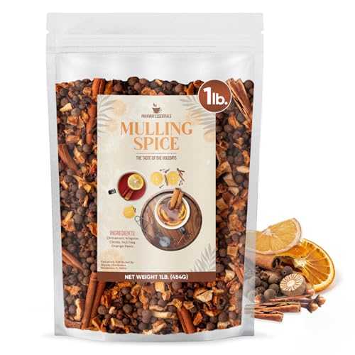 Parkway Essentials Traditional Mulling Spice 1 Pound Bag of Premium Blend of Cinnamon, Allspices, Cloves, Nutmeg \u0026 Orange Peels - Perfect for Apple Cider, Mulled Wine, Gluhwein, Tea, Juice, Christmas Holiday Drinks