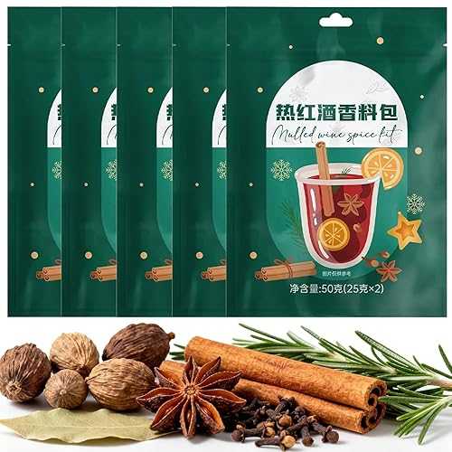 CZMYCBG 5 Packs Mulled Wine Spice Kit with Cinnamon, Cloves, and Star Anise, for Apple Cider, Mulled Wine, Gl・・hwein, Hot Toddy Holiday Drink CZMYCBG 5 Packs Mulled Wine Spice Kit with Cinnamon, Cloves, and Star