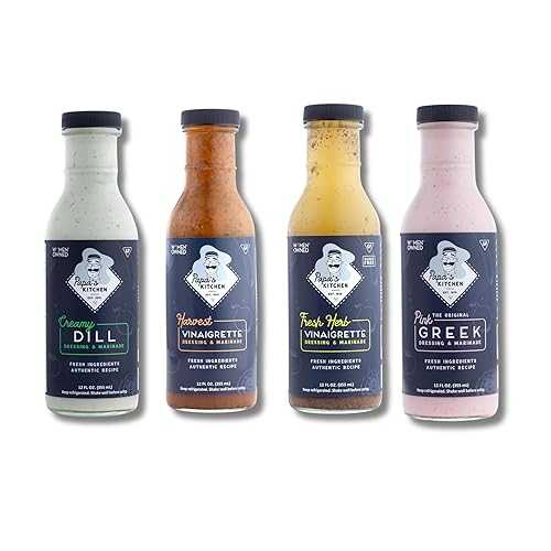 Papa s Kitchen Variety Pack Dressing \u0026 Marinade Includes Pink Greek, Creamy Dill, Fresh Herb Vinaigrette \u0026 Harvest Vinaigrette Gluten-Free Salad Dressings \u0026 Marinades 4 Pack, 12 薬局衡オンス Bottles