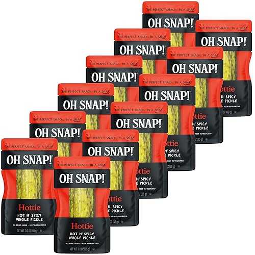 OH SNAP! Hottie Whole Pickle (12 Pack) - Whole Hot N\u0027 Spicy Pickle Snack - Fresh Packed Ready to Eat - Gluten-Free, Fat-Free, Non-GMO Veggies - Delicious \u0026 Healthy Snack