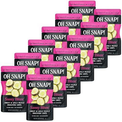 OH SNAP! Sassy Bites (12 Pack) - Sweet Pickle Bites With A Little Kick - Fresh Packed Ready to Eat Sweet \u0026 Spicy Pickle - Gluten-Free, Fat-Free, Non-GMO Veggies - Delicious \u0026 Healthy Snack