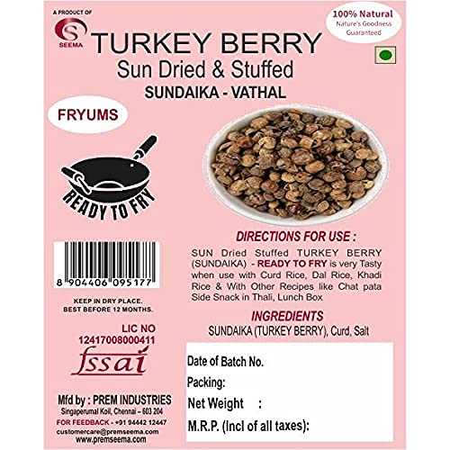 Astha Seema Sun Dried Turkey Berry, 100 Grams (sundakkai Vathal)