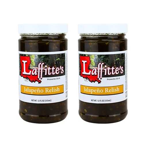Laffitte\u0027s Gourmet Candied Jalapeno Relish 12 Ounce (2 Pack) - Perfect On Your Burgers, Brats, Hot Dogs, and Sandwiches - Perfect Over Your Favorite Cheese and For Stuffing