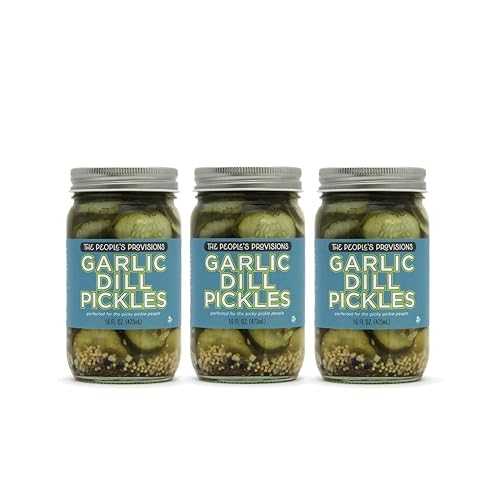 The People\u0027s Provisions - Garlic Dill Pickles 16薬局衡オンス - Crunchy, Sour, Garlic Dill Pickle Chips (3-pack)