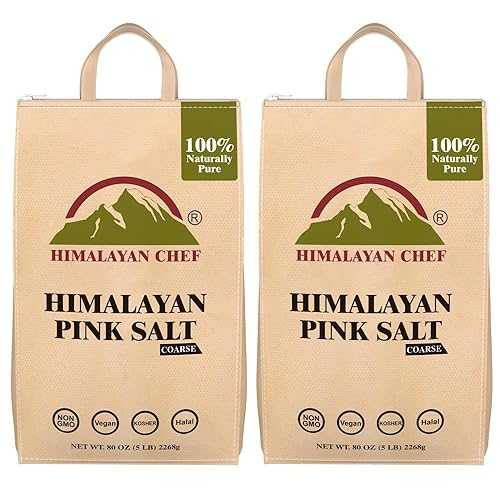 Himalayan Chef Pink Himalayan Salt, 10 lbs (2 x 5 lbs Bags), Coarse Grain Pure, 100% Natural Gourmet Salt, Perfect for Cooking, Grilling, and Seasoning