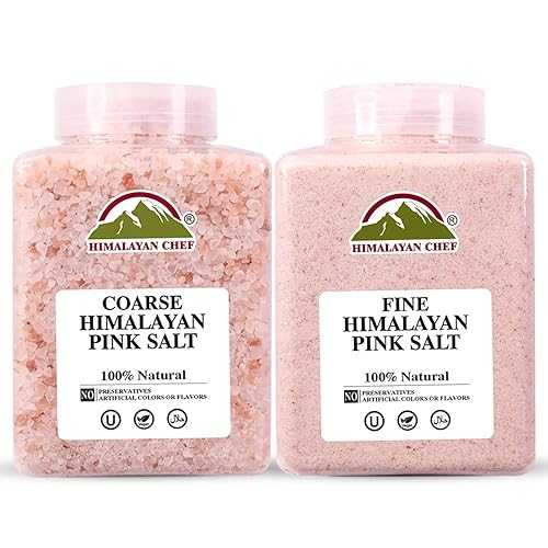 Himalayan Chef Pink Salt Fine Grain and Coarse Grain, Cooking Pink Salt, All-Natural and Organic, Large Plastic Jar - 5lbs/Each, Non-GMO, Kosher Certified - 2Pc