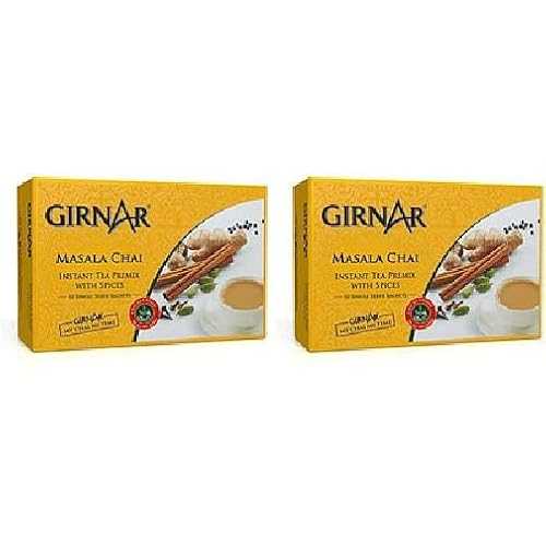 Pack of 2 - Girnar Instant Masala Chai Milk Tea Sweetened / 220g (7.7薬局衡オンス) Each / Authentic Indian Spiced Tea Latte / Ready-to-Drink Instant Premix Powder