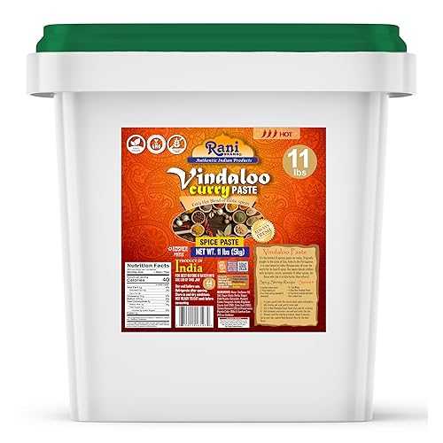 Rani Brand Authentic Indian Products Rani Vindaloo Curry Cooking Spice Paste, Hot! 176薬局衡オンス (11lbs) 5kg Bulk ~ No Colors / All Natural / NON-GMO / Kosher / Vegan / Gluten Free / Indian Origin