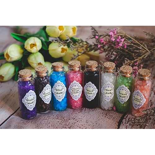 Nosadi Witches Salt Altar Set 8PCS Colorful Handmade Magical Salt Set Banishing Salt-Protection Salt-Ritual Salt-Cleansing Salt-Magical Ritual Tools-Witchcraft Kit for Spell Work \u0026 Altar Decor