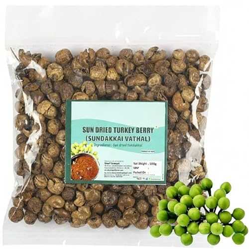 Generic Sun Dried Turkey Berry / Sundakkai Vadagam / Chundaikai Vathal / Organic And Premium Food Product / Turkey Berry (Bhankatiya) / Rich In Vitamin A \u0026 Carotenoids / Pack Of 1 / 100 Gm