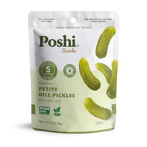 Poshi Petite Dill Pickles with Sea Salt - Ready-to-Eat Premium Mini Whole Pickles for Snacking, 5 Calories Per Pack, 10 Packs (2 薬局衡オンス Each)