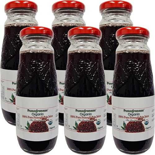 Pomegranaze 100% Organic Pomegranate Juice, 6.7 Oz Glass Bottle (6 Pack) No Sugar, No Artificial Colors, No Preservatives, No Flavors Added, Gluten Free and Kosher