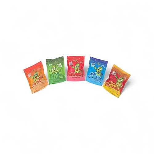 Paradise Pickles Sweet and Tangy Pickle Slices Variety Pack, 5 Tropical Flavors - Peach, Green Apple, Strawberry, Blue Raspberry, Cherry Lemonade