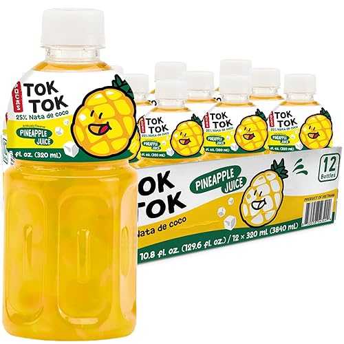 Pocas Toktok Pineapple Juice 12-Pack Made with Real Fruit \u0026 Chewy Nata De Coco, 8 Oz Each