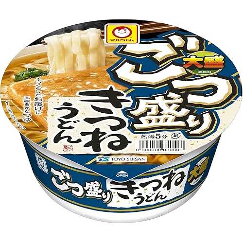 JP Maru-Chan Gotsumori Kitsune Udon 108g (Pack of 6), Japanese Instant Udon Noodles with Deep Fried Tofu インチ Sanuki Style Soup インチ Big Cup, Japanese Cup Noodles, MADE IN JAPAN, Limited Stock