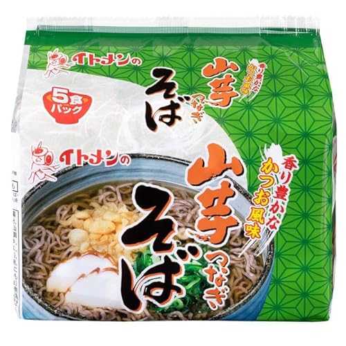 JP Itomen Yamaimo Soba 5P 430g (86g X 5 servings) (Pack of 1), Japanese Instant Yam Soba Noodles with Rich Dashi Bonito Soup Stock, MADE IN JAPAN, Limited Stock
