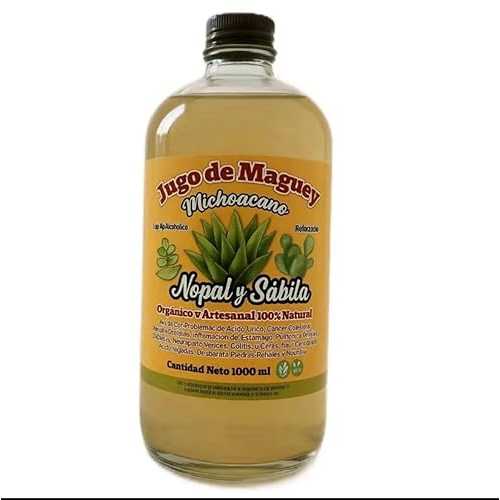 Generic Maguey Juice Nopal Y Sabila - Jugo De Maguey Reforzado Extract 1,000ML / All Natural, 100% Juice / Jugo de Maguey de Michoacan, Sabor Natural