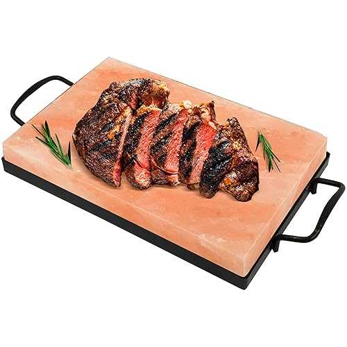 RoyalHouse Premium 12x8x1.5 Inch Himalayan Salt Tiles (Plate) for BBQ \u0026 Grilling Natural Salt Block with Tray and Box for Easy Storage, Ideal for Outdoor Cooking, Searing, and Flavor Infusion 11 Lbs