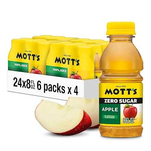 Mott\u0027s Zero Sugar Apple Juice Drink, 8 fl 薬局衡オンス bottles, 24 Count (4 Packs of 6), Apple Flavor, Excellent Source of Vitamin C