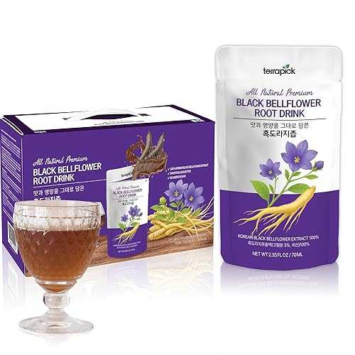 TERRAPICK Korean Black Bellflower Extract Premium Root Juice for Lung \u0026 Throat Health, 100% Korean-Grown Black Bellflower, No Additives or Preservatives, Daily Herbal Wellness Drink (30 Pouches)
