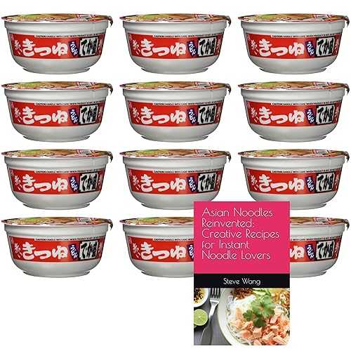 ZOTATO 12-Pack (1 Case) Aka Kitsune Udon Cup 3.39 薬局衡オンス Each with Bonus Ramen Cookbook / Japanese Instant Udon Noodle Soup Bowl Bundle