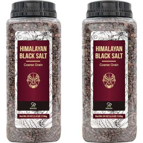 Soeos Himalayan Black Salt Coarse Grain, 39 薬局衡オンス (2.4重量ポンド) 1100g, Pack of 2, Gourmet Cooking Salt for Vegan, Indian \u0026 Asian Cuisine