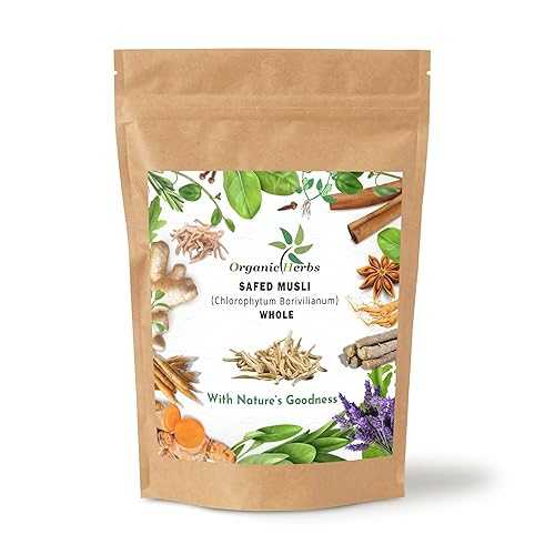 Organic Herbs Natural Indian Safed Musli Roots / Whole (200 Gram/ 7.0 Oz)