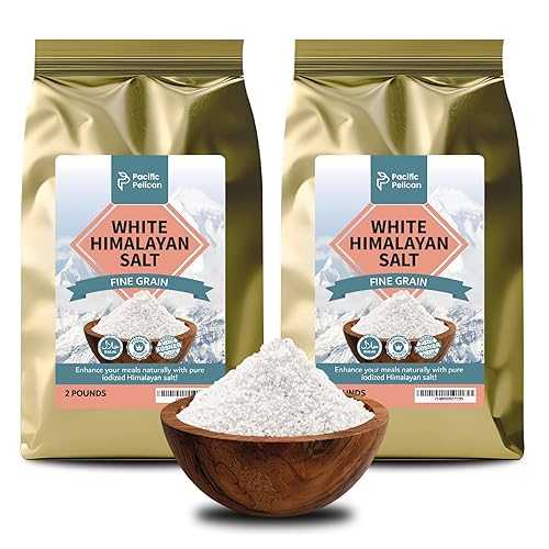 Pacific Pelican Iodized White Himalayan Salt / Fine Grain, Unrefined, Pure Rock Salt / 2 Pounds / Pack of 2 / 100% Natural \u0026 Organic for Cooking, Seasoning \u0026 Wellness